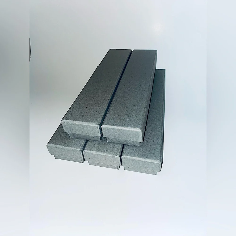 WHOLESALE | 5 pack of Long JEWELRY BOXES | Cardboard & Black Sponge Padding